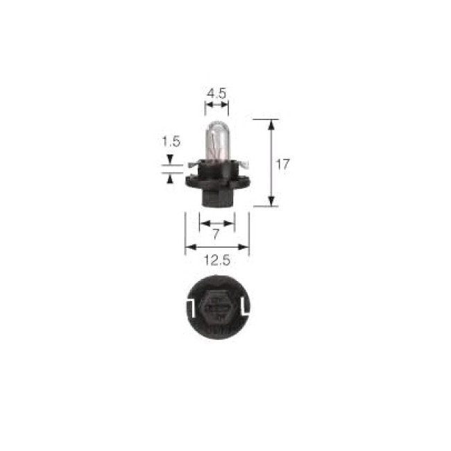 Dashboard Bulb 12V 1.2W BX8.4d Black