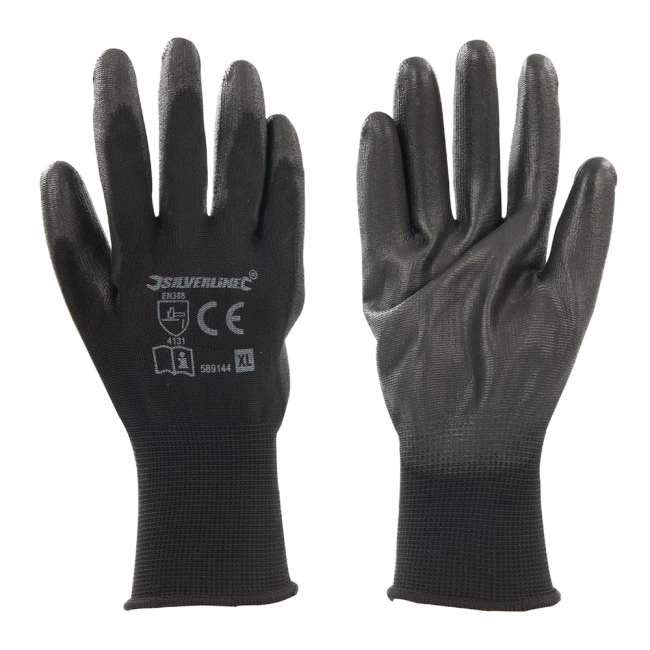 Gants à paume renforcée PU noirs