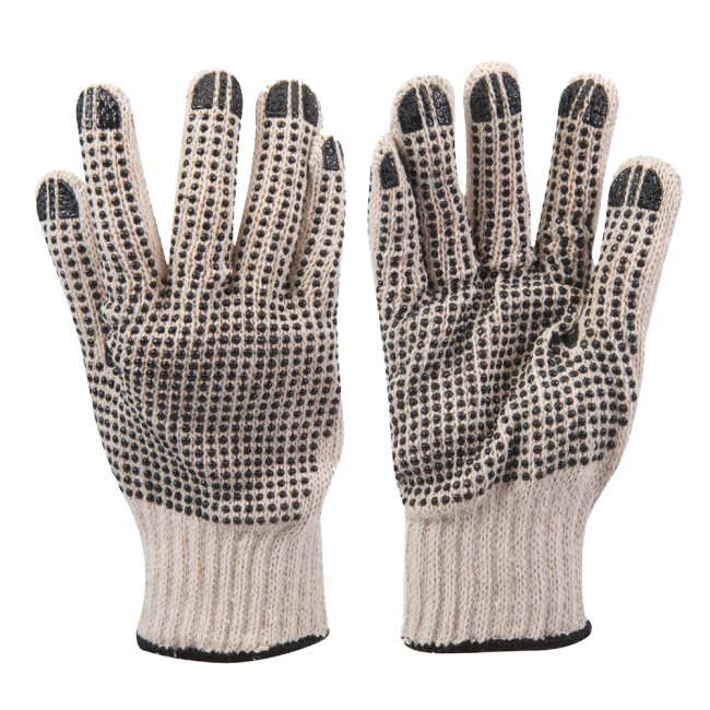 Gants à points PVC sur paume et revers
