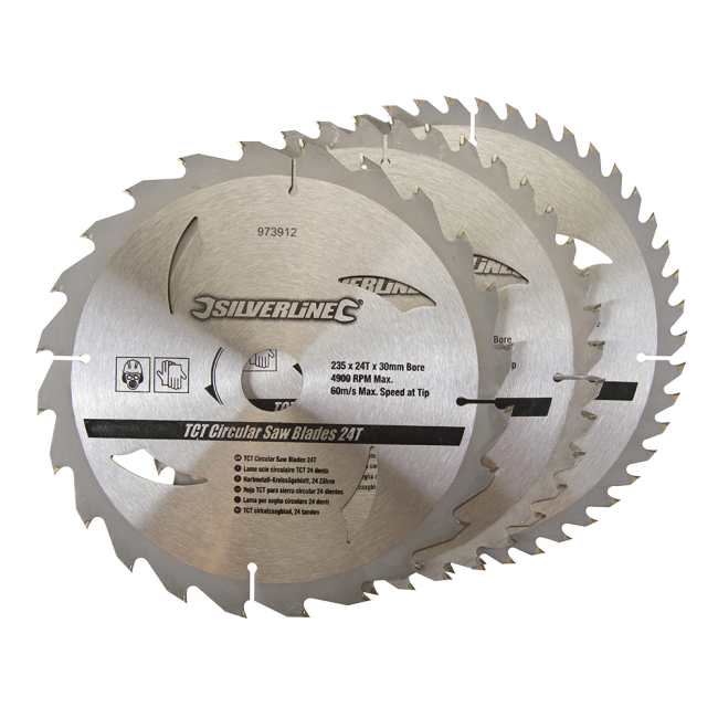 Lames TCT pour scie circulaire 24, 40 et 48 dents - 3 pcs