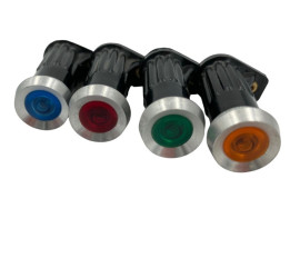 Voyant plastique 6V à 24V avec contour chromé - diam 17