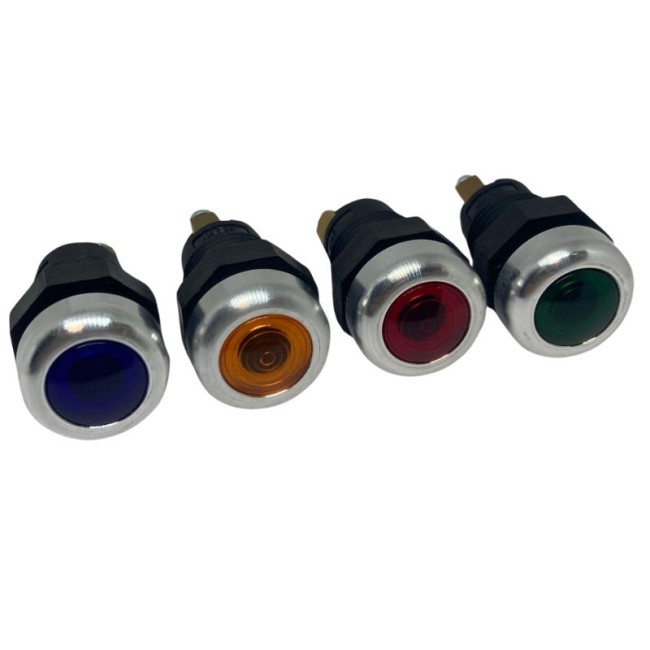 Voyant plastique 6V à 24V avec contour chromé - diam 22