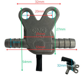 Robinet avec fixation pour durite 8mm