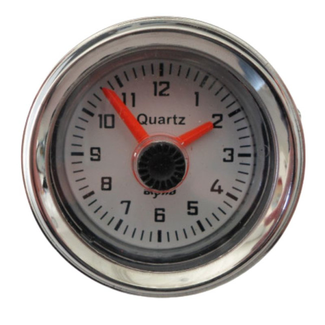 Clock 6 V and 12 V White Background orange needle