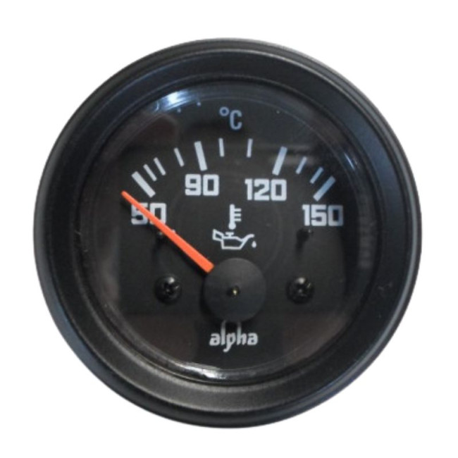 Jauge de température d'huile 12V fond noir / tour noir