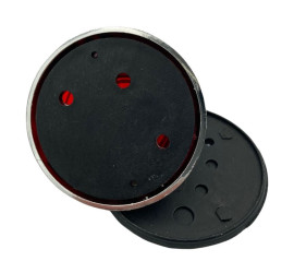 Paire de feux ronds rouges 70mm cerclage chrome
