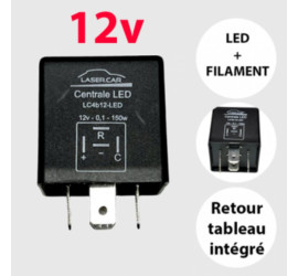 Centrale clignotante LED 12V universelle 4 broches avec retour témoin intégré