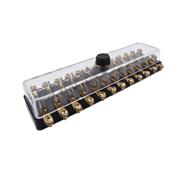 Boîte à fusibles 12 voies pour fusibles en verre avec connexion cosses plates