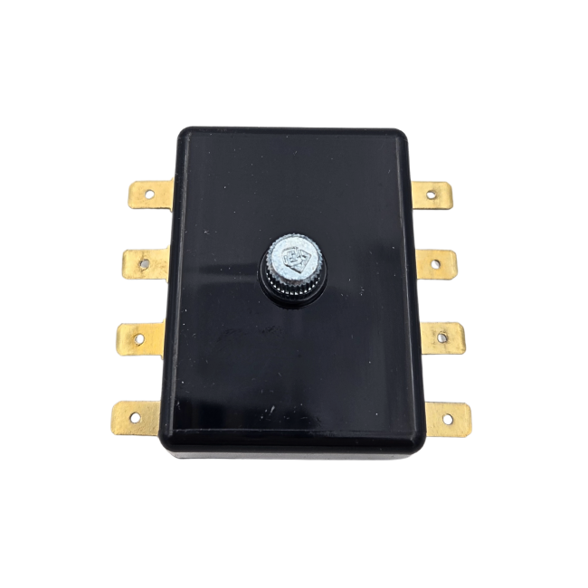 Boîte à fusibles stéatite 4 voies couvercle noir avec connexion cosses plates