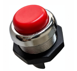 Bouton poussoir rouge et chrome OFF-(ON)