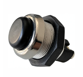 Bouton poussoir noir et chrome OFF-(ON)