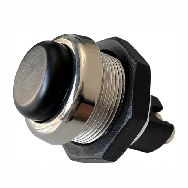 Bouton poussoir noir et chrome OFF-(ON) | Classic Auto Elec