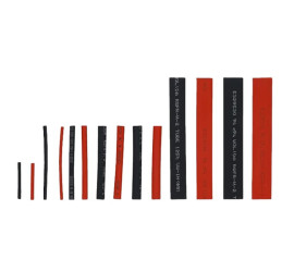 Assortiment 150 manchons thermorétractables noirs et rouges