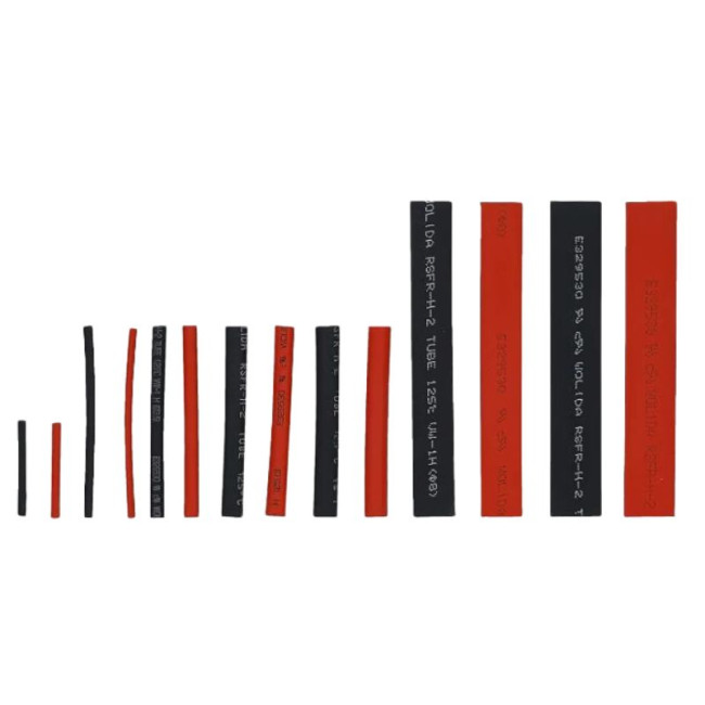 Assortiment 150 manchons thermorétractables noirs et rouges